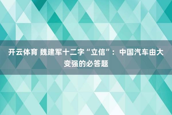 开云体育 魏建军十二字“立信”：中国汽车由大变强的必答题