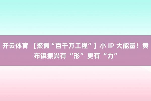 开云体育 【聚焦“百千万工程”】小 IP 大能量！黄布镇振兴有 “形” 更有 “力”