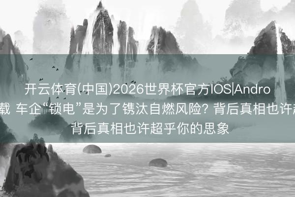 开云体育(中国)2026世界杯官方IOS|Android手机app下载 车企“锁电”是为了镌汰自燃风险? 背后真相也许超乎你的思象