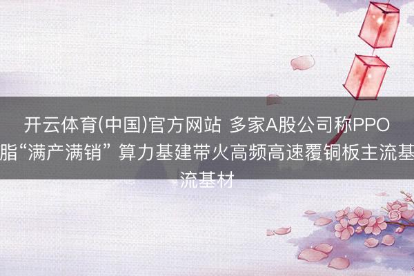 开云体育(中国)官方网站 多家A股公司称PPO树脂“满产满销” 算力基建带火高频高速覆铜板主流基材