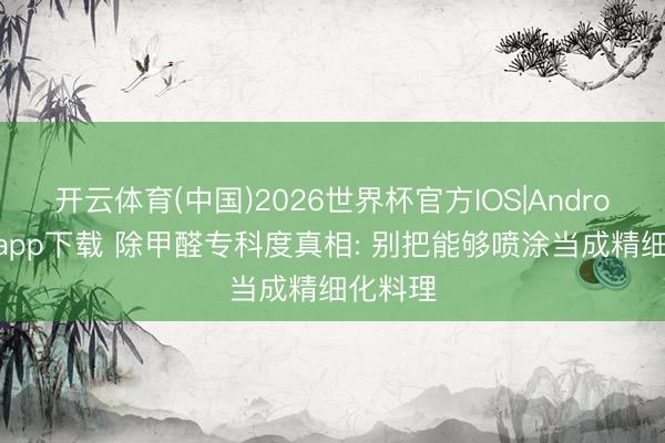 开云体育(中国)2026世界杯官方IOS|Android手机app下载 除甲醛专科度真相: 别把能够喷涂当成精细化料理